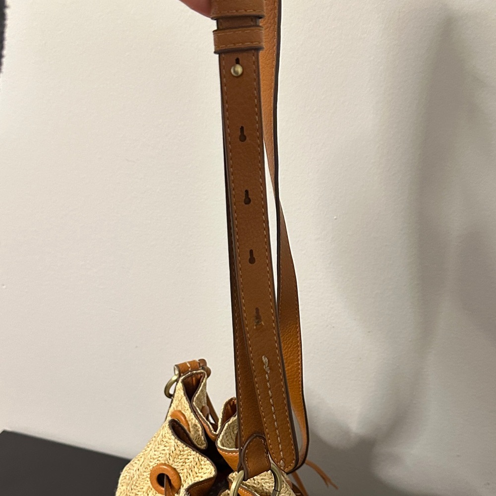 Sam Edelman Tan Leather & Raffia Crossbody Bag. NWOT. Flawless Hardware. - Picture 7 of 16